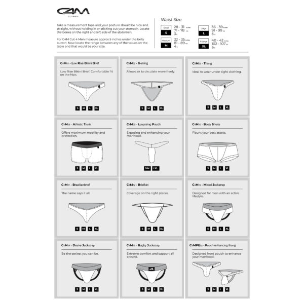 cut4men-size-chart-1 C4M G-String Pink Skai