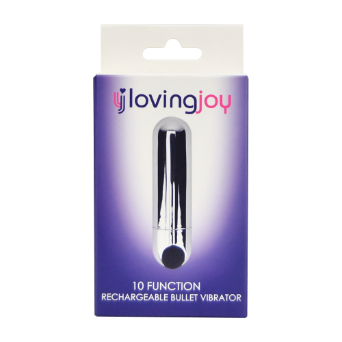 n11765-loving-joy-10-function-rechargeable-bullet-vibrator-silver-pkg Loving Joy 10 Function Rechargeable Bullet Vibrator Silver