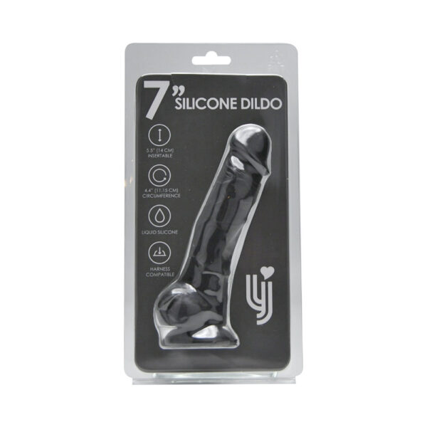 Loving Joy 7 Inch Realistic Silicone Dildo with Suction Cup and Balls Black