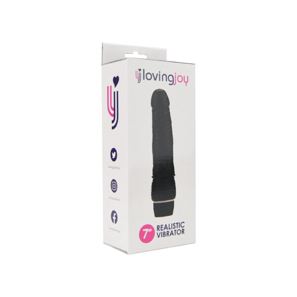 n12398-loving-joy-7-inch-realistic-vibrator-black-pkg-2 Loving Joy 7 inch Realistic Vibrator Black