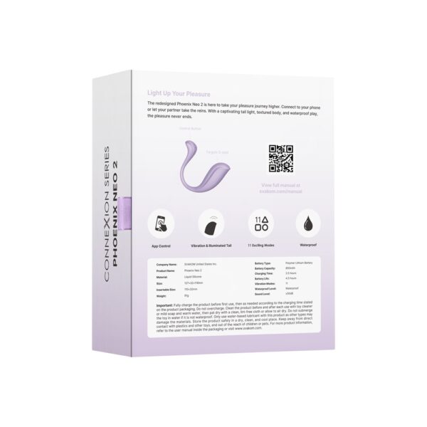 Svakom Phoenix Neo 2 Interactive App Controlled Vibrator Lilac