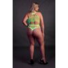 Cut Out Thong Bodysuit Neon Green Plus Size