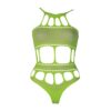 Cut Out Thong Bodysuit Neon Green Plus Size