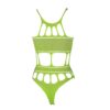 Cut Out Thong Bodysuit Neon Green Plus Size