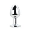 Toosh Silver Metal Butt Plug Large Clear Stone