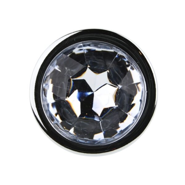 Toosh Silver Metal Butt Plug Large Clear Stone