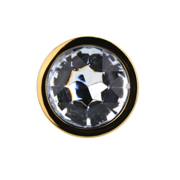 n12818-toosh-gold-metal-butt-plug-medium-clear-stone-jewel Toosh Gold Metal Butt Plug Medium Clear Stone