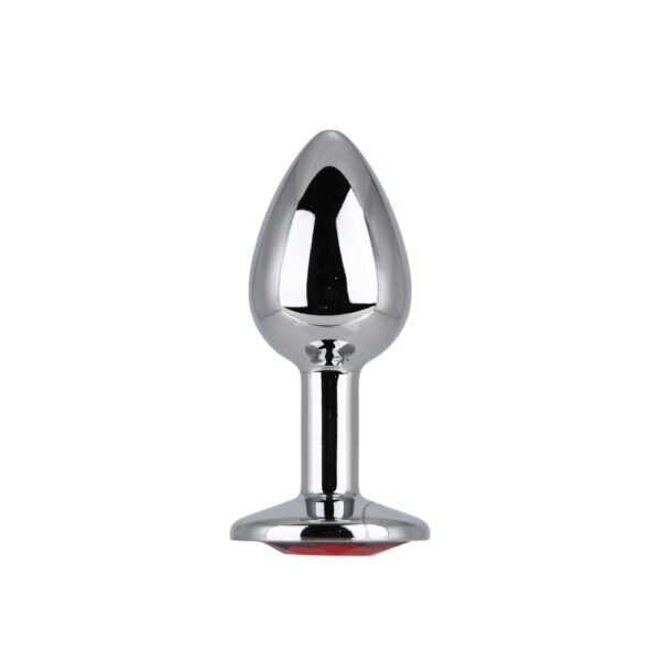 Toosh Silver Metal Butt Plug Small Red Stone