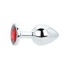 Toosh Silver Metal Butt Plug Medium Red Stone