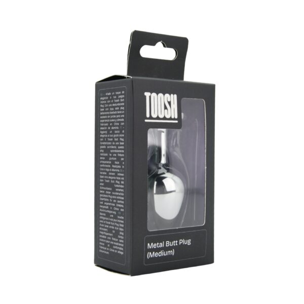 Toosh Silver Metal Butt Plug Medium Red Stone