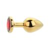 Toosh Gold Metal Butt Plug Medium Red Stone