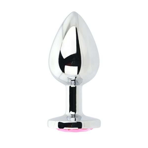 Toosh Silver Metal Butt Plug Large Pink Stone