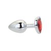 Toosh Heart Shaped Silver Butt Plug with Red Stone Small