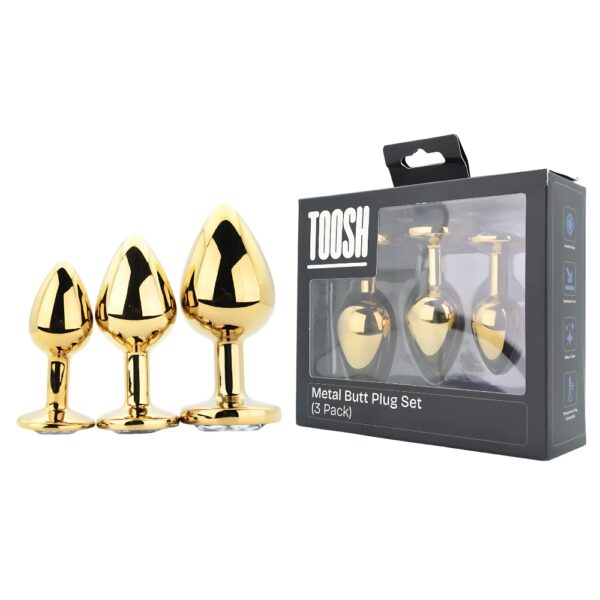 n12839-toosh-metal-butt-plug-gold-set-of-3-clear-stone-pkg-duo Toosh Metal Butt Plug Gold Set of 3 Clear Stone