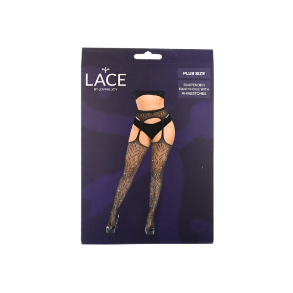 n12903-lace-by-lj-plus-size-suspender-tights-with-rhinestone-pkg Lace by LJ Plus Size Suspender Pantyhose with Rhinestones
