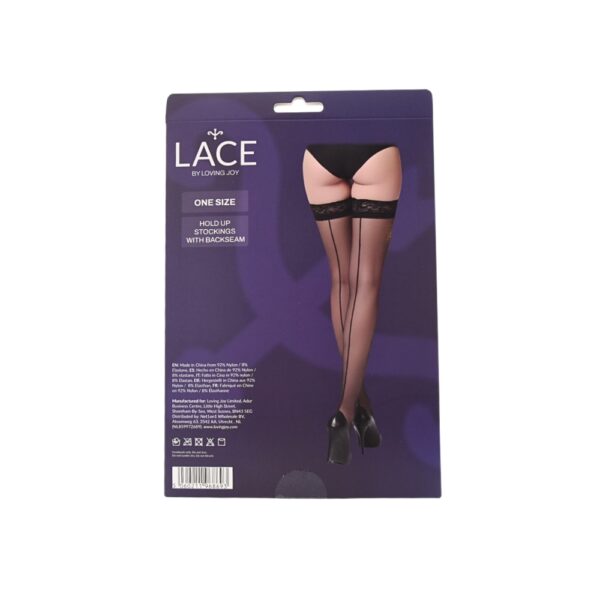 Lace by LJ Sheer Hold Up Stockings with Backseam Black