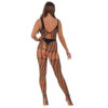 Lace by LJ Crochet Bodystocking with Lace Up Back Black