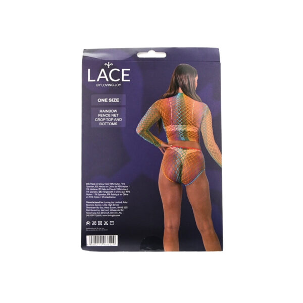 Lace by LJ Rainbow Fence Net Crop Top and Bottoms