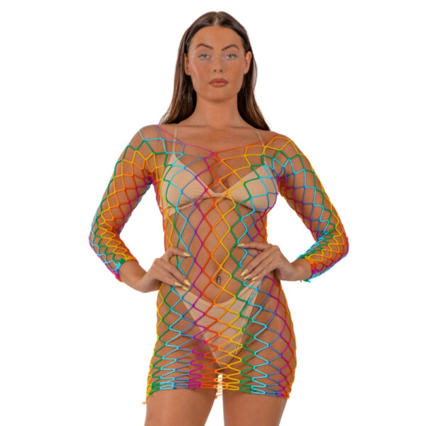 n12937-lace-by-lj-long-sleeved-mini-dress-1 Lace by LJ Rainbow Long Sleeved Mini Dress