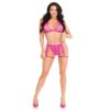 Leg Avenue Lace Bra Top and Panty with Garters Pink