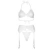 Leg Avenue Lace Bra Top, String and Garter Belt White