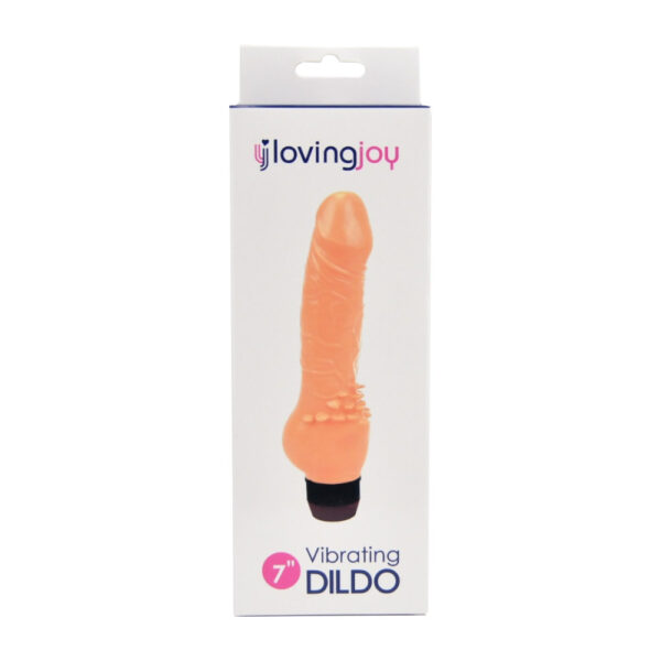 Loving Joy Bully Boy retail packaging box showing the 7 inch vibrating dildo and Loving Joy branding