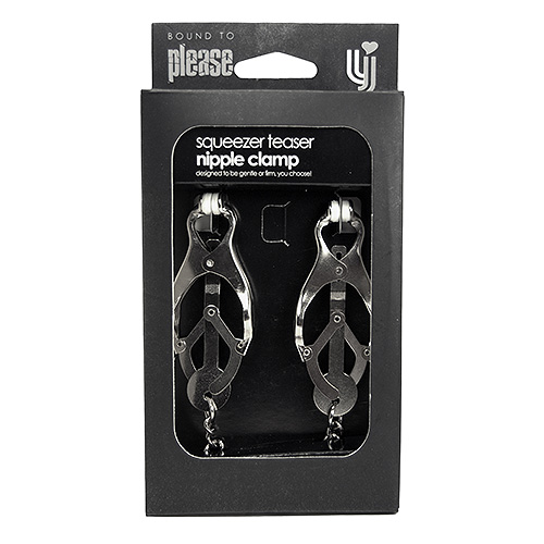 n9379-bound_to_tease_squeezer_teaser_nipple_clamp-2 Bound to Please Squeezer Teaser Clover Nipple Clamps with Chain