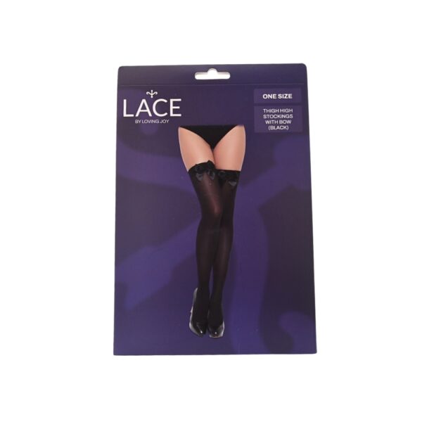 ns8100-lace-by-lj-thigh-high-stockings-with-bow-black-pkg Lace by LJ Thigh High Stockings with Bow
