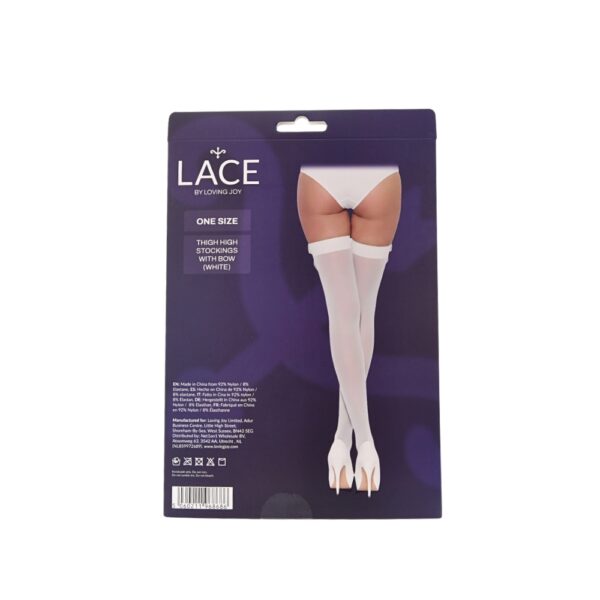 ns8101-lace-by-lj-thigh-high-stockings-with-bow-white-pkg-bk Lace by LJ Thigh High Stockings with Bow