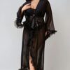 YesX YX735Q Sexy Mesh Ruffled Long Robe
