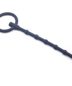 6 Inch Beaded Silicone Cum Thru Penis Plug with Ring